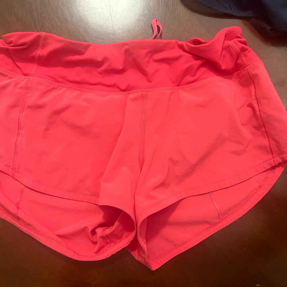 Lululemon speed up shorts coral color lined size 4